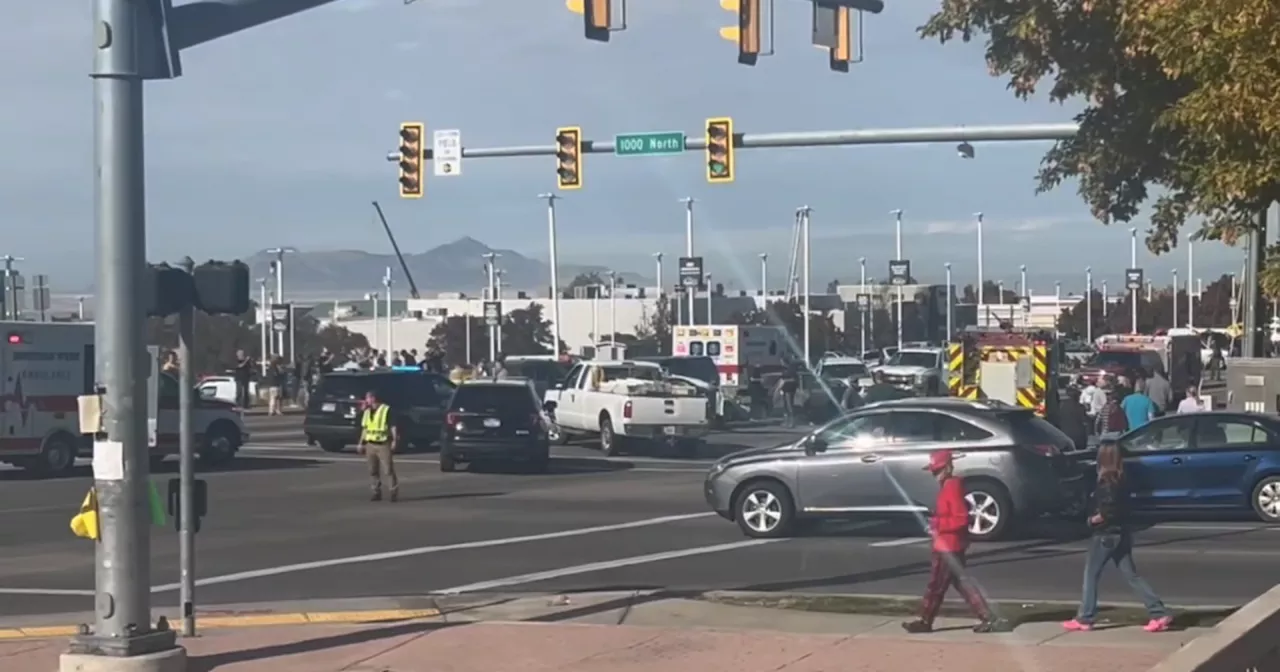 Several cars crash, semitruck drives into Tooele dealership building, catching fire, Main Street closed