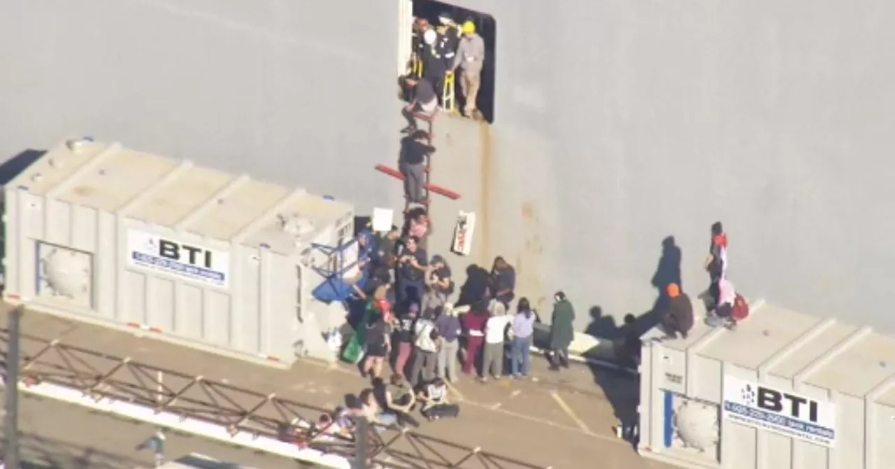 Pro-Palestinian protesters block military supply ship at the Port of Oakland