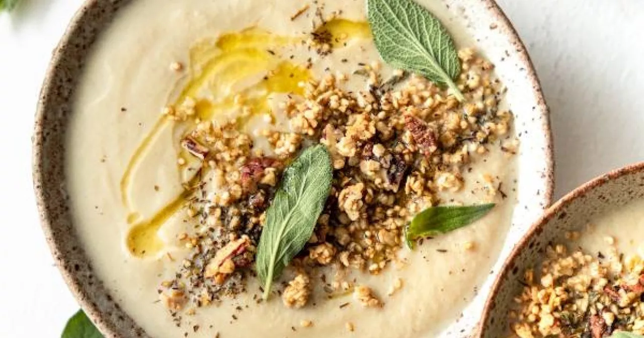 Soupe de topinambours, chou-fleur et noisette