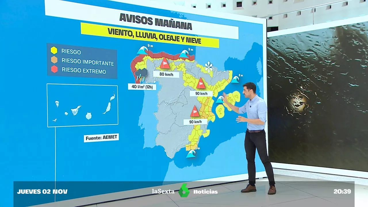 La borrasca Ciarán deja paso a Domingos con lluvias intensas y fuertes rachas de viento