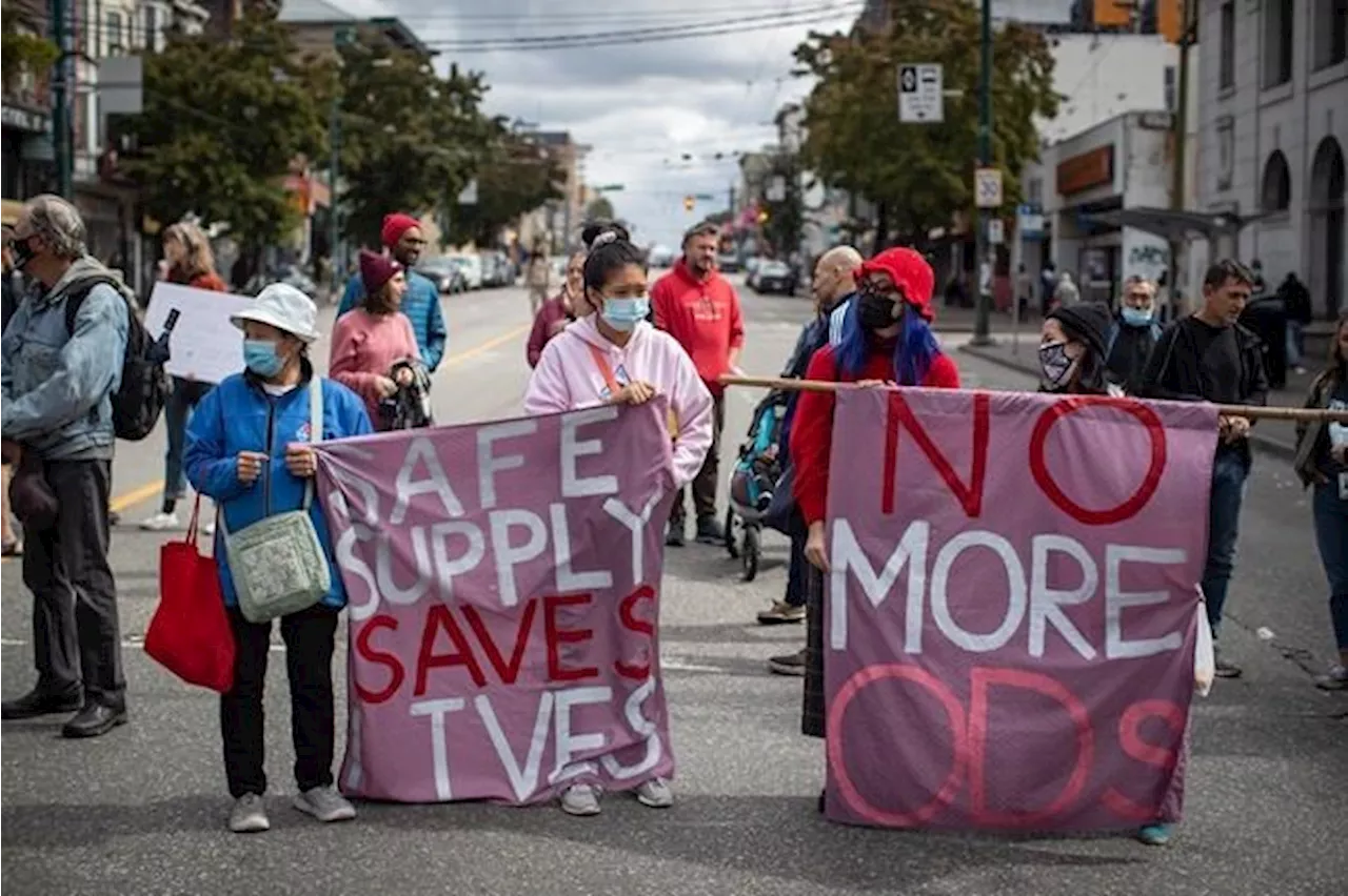 Supporters march in solidarity after arrests of Vancouver safe drug supply advocates