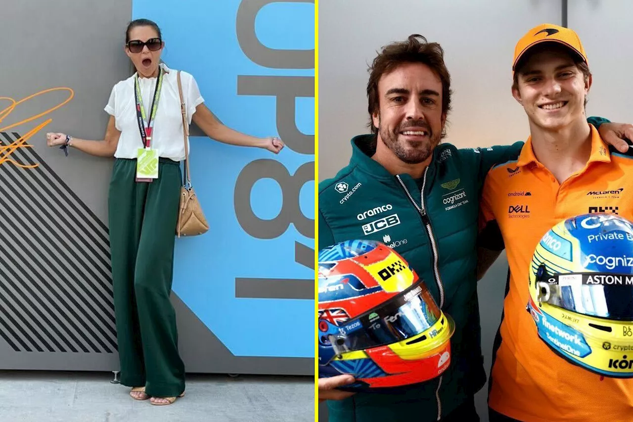 Oscar Piastri’s mum gives cheeky six-word response to fan who thinks Fernando Alonso is McLaren star’s dad...