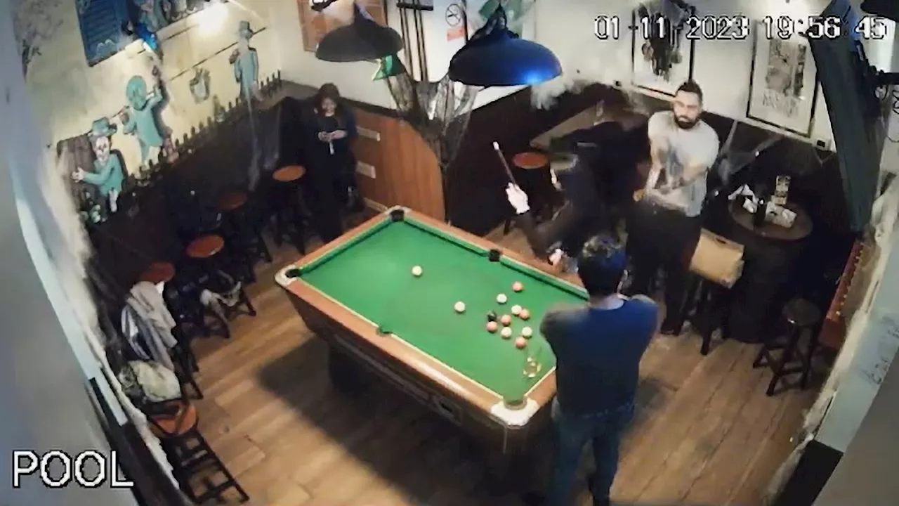 Shocking moment ‘Brit-born’ gunman opens fire on pool rival at point blank range in horror bar shooting...