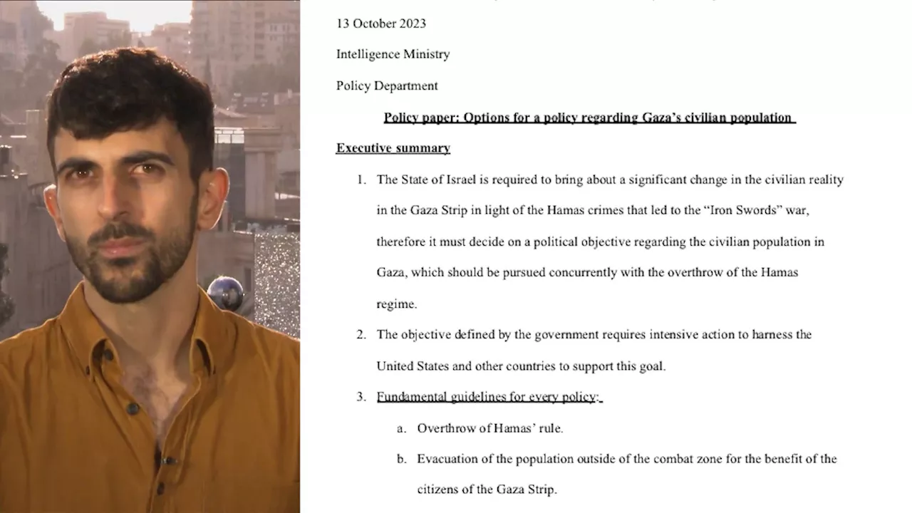 Leaked Israeli Intel Ministry Doc Proposes Expelling Gaza Palestinians to Egypt