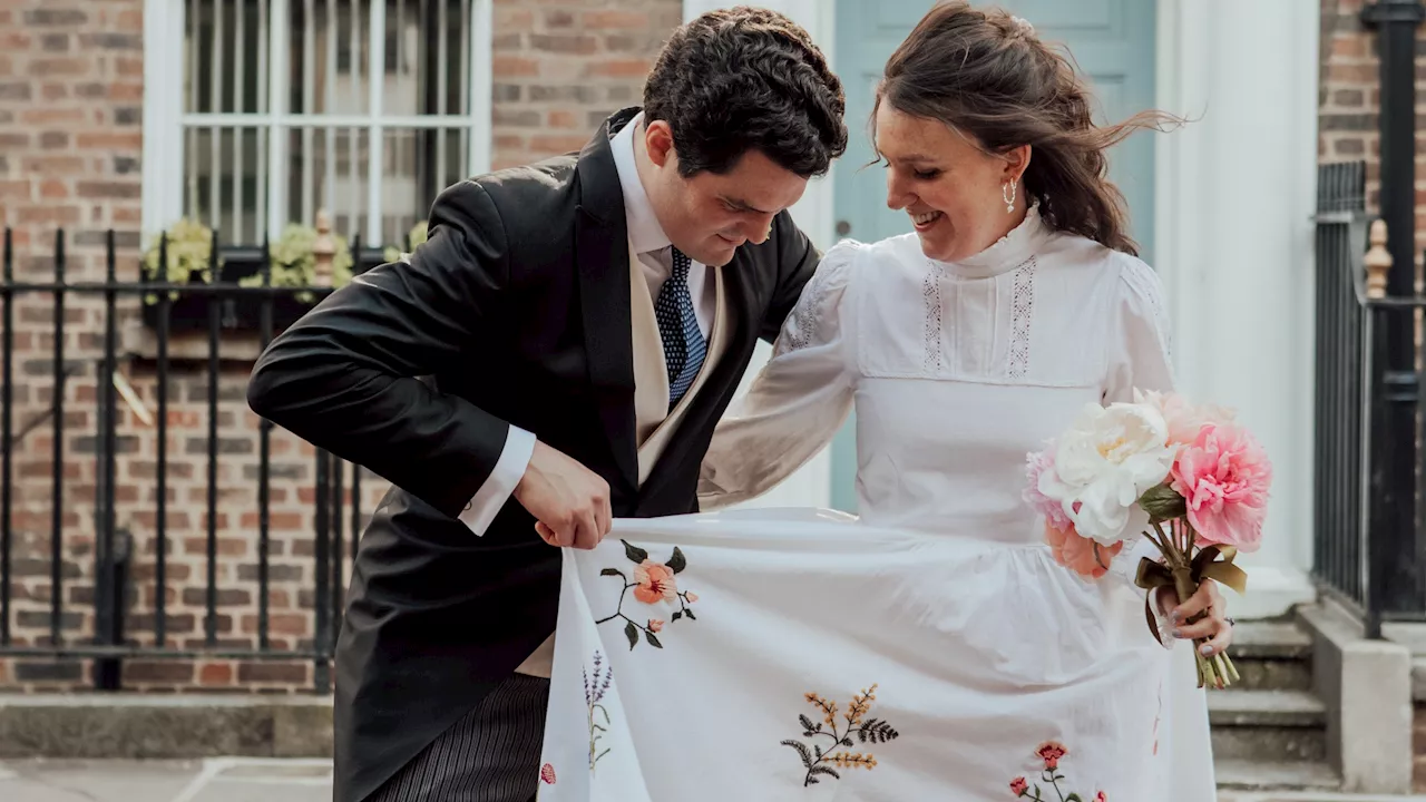 This Bride Embroidered 30 Symbolic Flowers Onto Her Vintage Laura Ashley Wedding Dress, Then Framed Each One