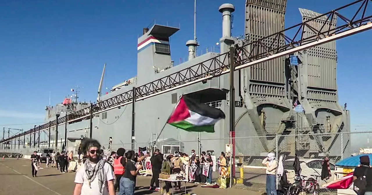 Pro-Palestinian protesters delay military supply ship from departing Port of Oakland