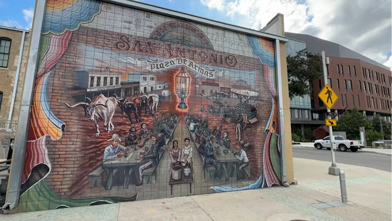 San Antonio celebrates unveiling of , 'Iluminacion de la Plaza', a mural created by local artist Christopher Montoya