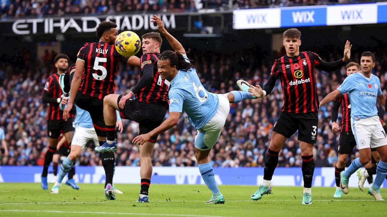 City en scorende Aké simpel langs Bournemouth, Flekken valt uit na botsing