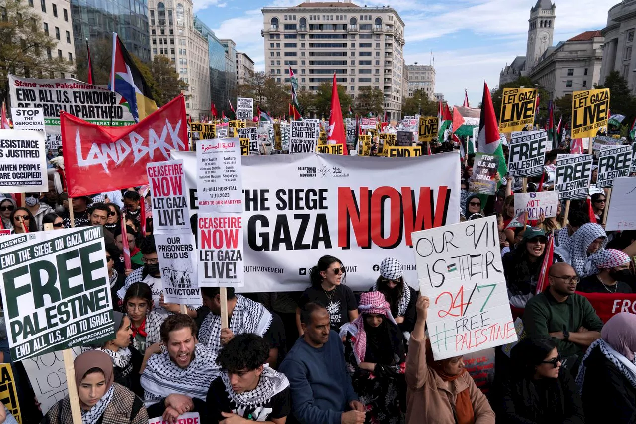 Protest marches from US to Berlin call for immediate halt to Israeli bombing of Gaza