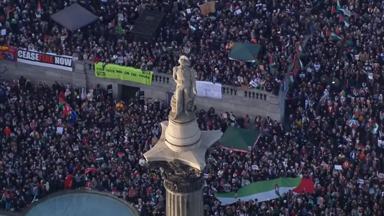 Police disperse pro-Palestinian protesters after fireworks fired at officers and into crowd