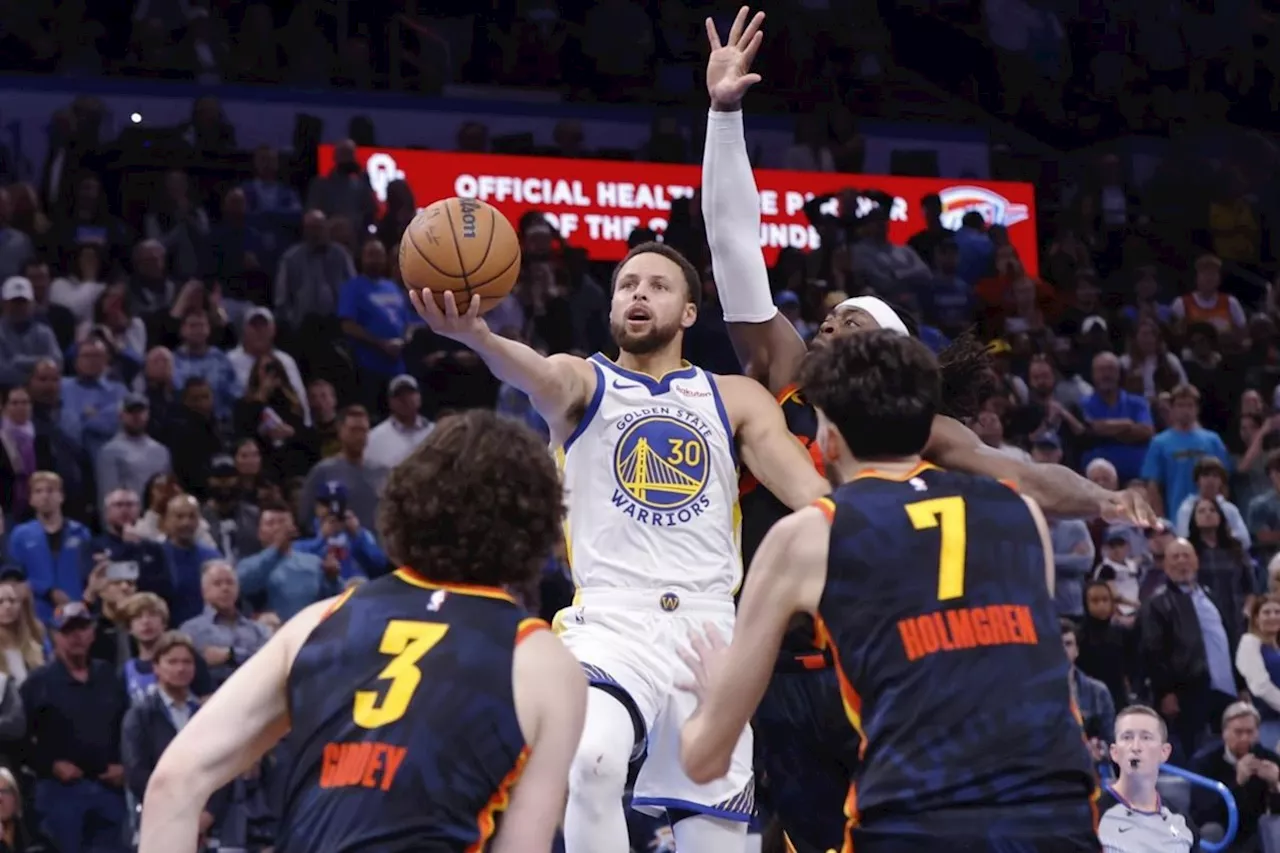 Curry makes layup with 0.2 seconds left, Warriors outscore Thunder 141-139 in NBA tournament opener