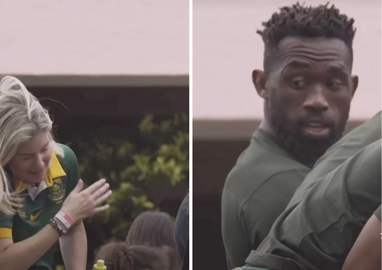 ‘She went for a HIA’: Siya Kolisi trolls Rachel over rugby ball blow