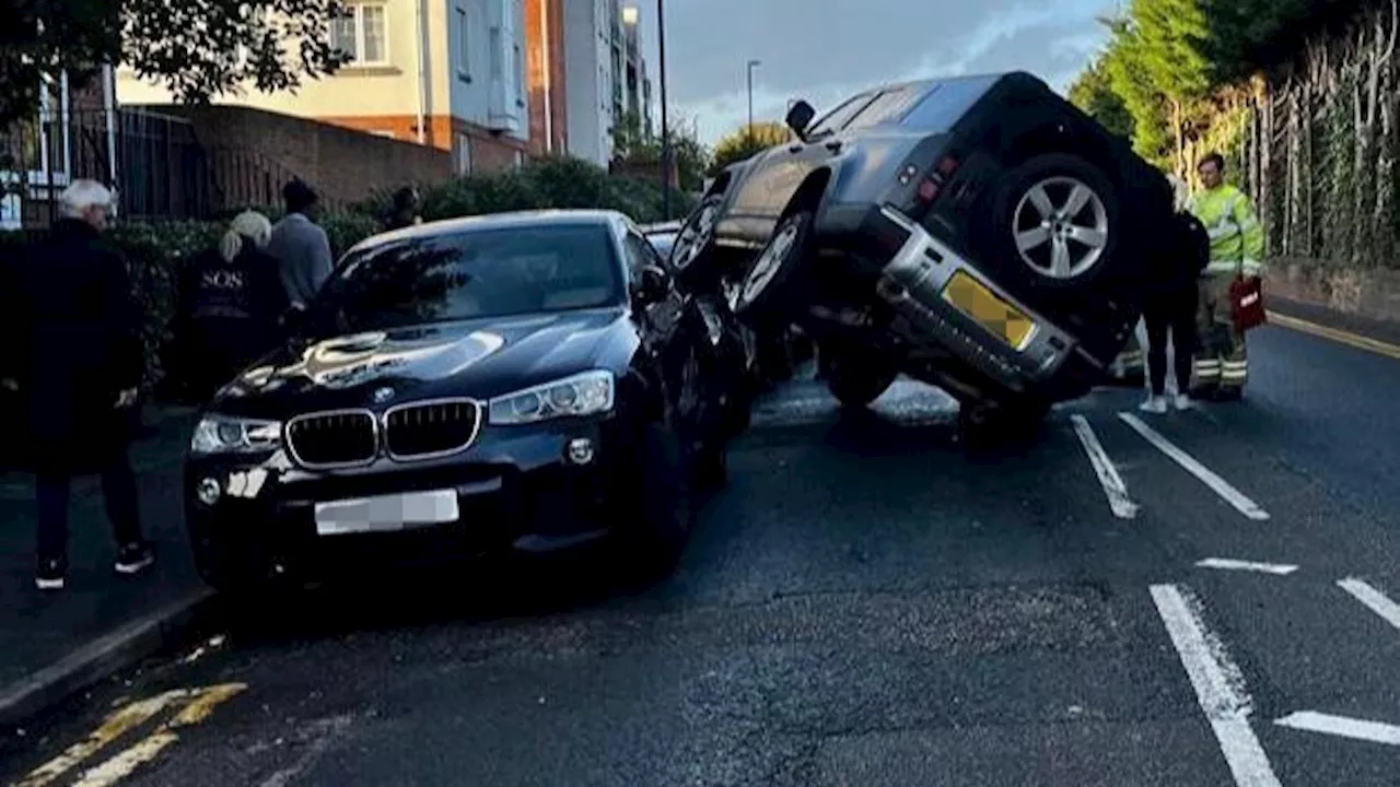 Heston Blumenthal’s wife smashes £80k Land Rover into row of parked cars in horror crash as shock photos sh...