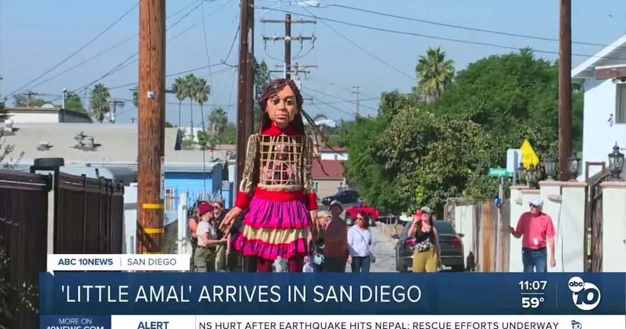 12 foot-tall puppet 'Little Amal' brings joy to San Ysidro