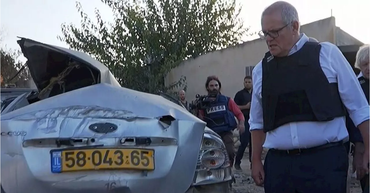 Former prime minister Scott Morrison backs Israeli opposition to ceasefire on tour of war zone