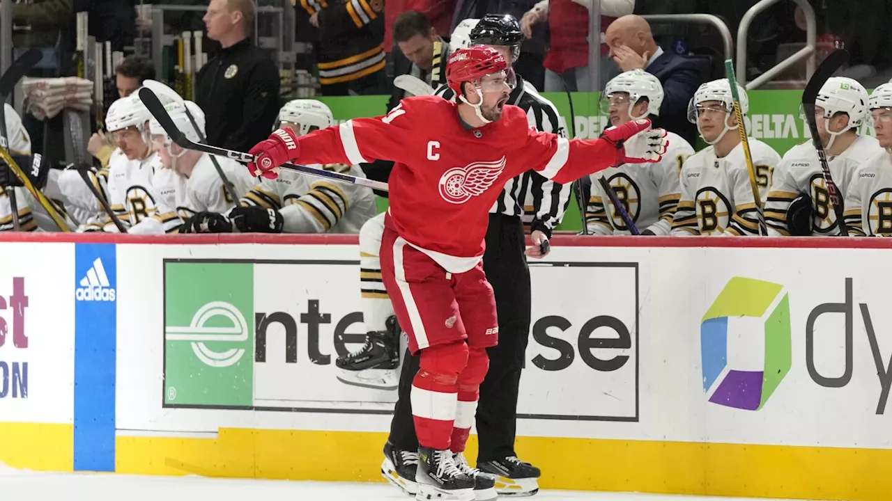 Larkin, Perron, Copp score in 3rd period as Red Wings win 5-4 to hand Bruins 1st regulation loss