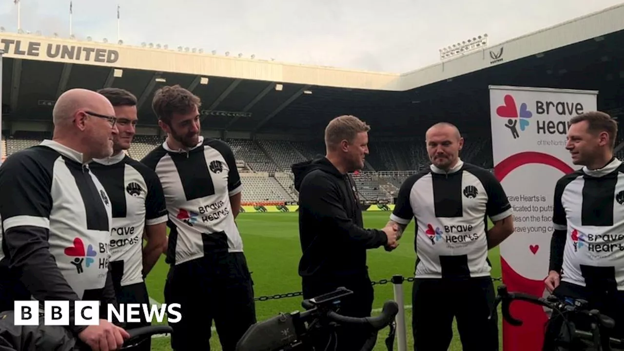 Newcastle fans cycle to Borussia Dortmund's ground for charity