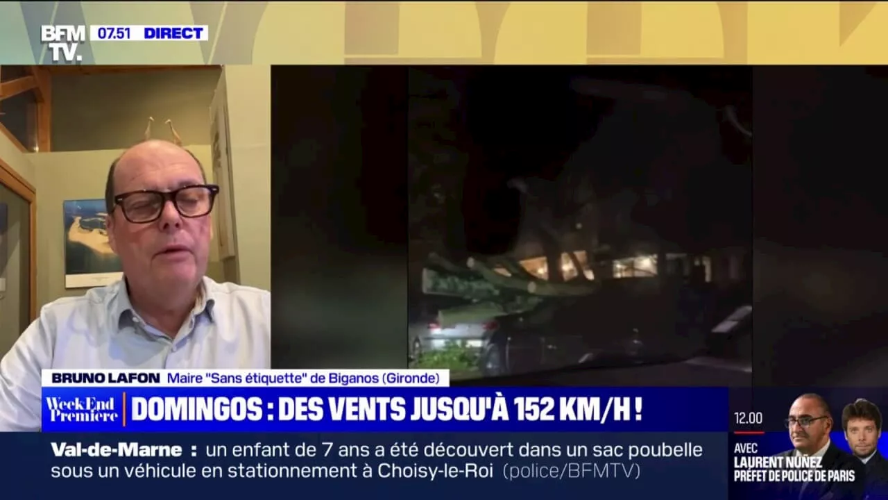 Bruno Lafon, maire de Biganos (Gironde): 'La nuit a été courte, les rafales étaient très fortes' jusqu'à 152 km/h