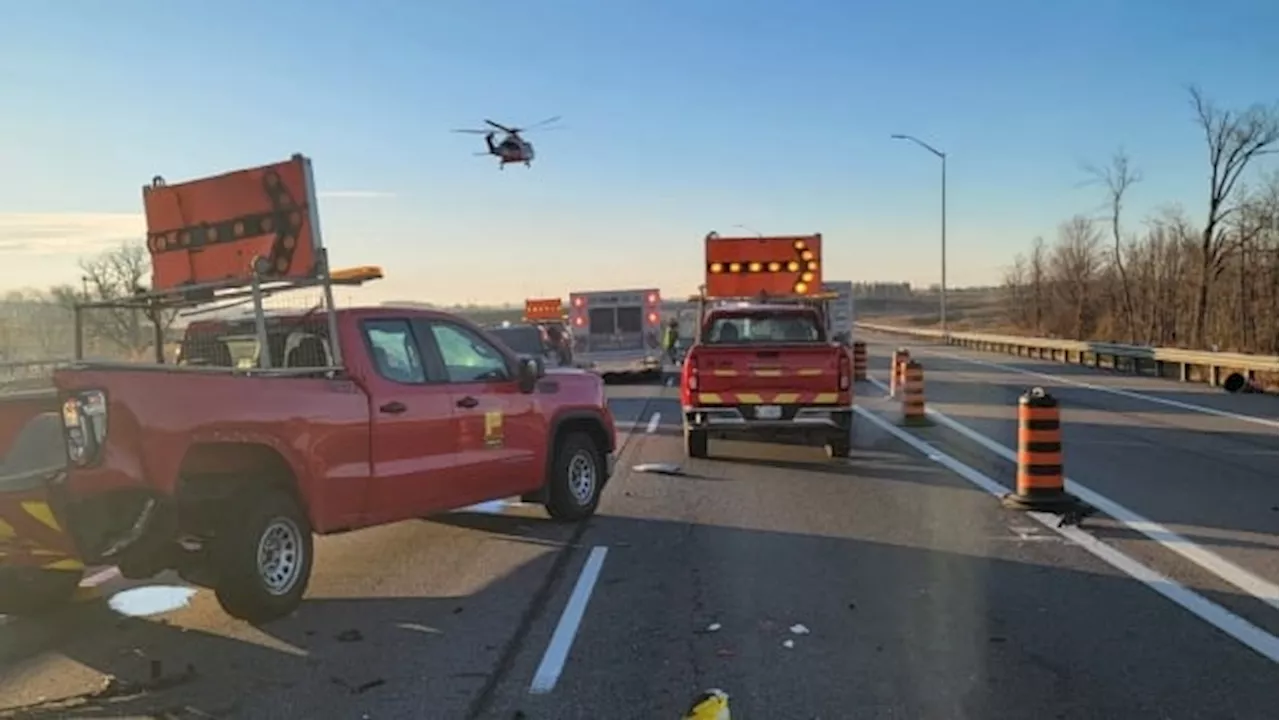 2 MTO workers seriously injured after being hit on Highway 400: OPP