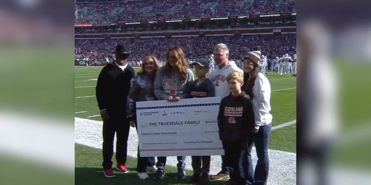 Massillon military family gets $25K check at Browns game