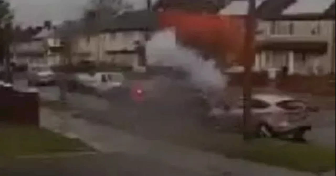 Firework explodes BMW leaving two men with serious injuries