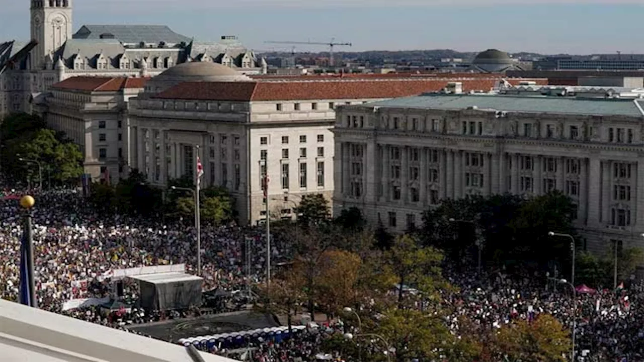 Protesters oppose Biden war policy in large pro-Palestinian rally in Washington