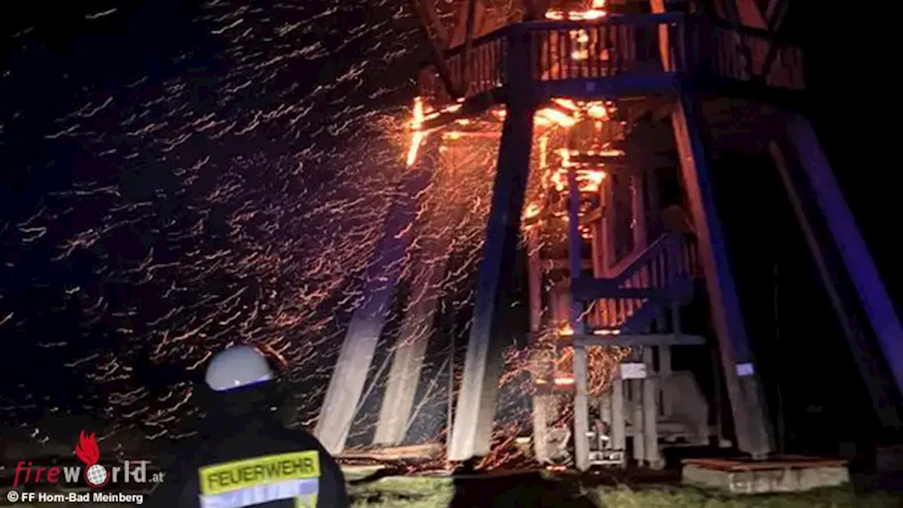 D: Eggeturm (hölzerne Aussichtsplattform) brannte in Horn-Bad Meinberg → Personenrettung