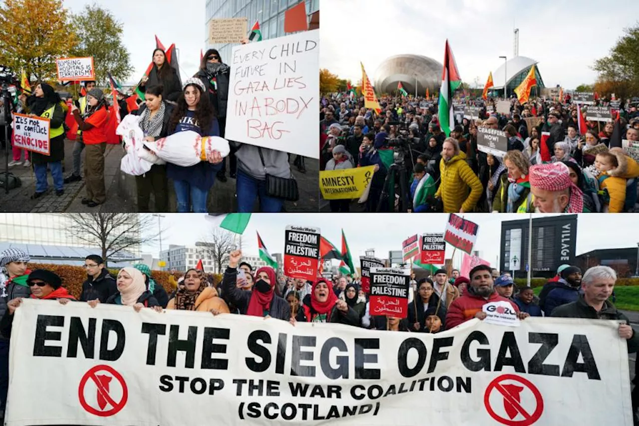 Glaswegians hold protest against Gaza war outside BBC headwaters