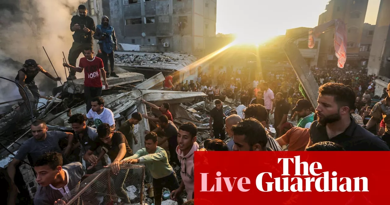 Israel-Hamas war live: dozens killed in strike on Gaza refugee camp, say Palestinians; protests around world demand ceasefire