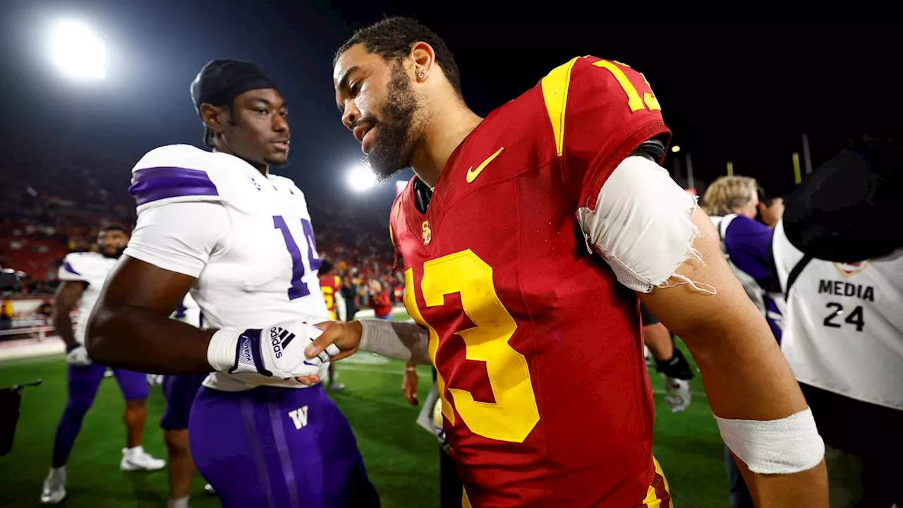 Caleb Williams shares emotional moment with family after USC's loss to Washington