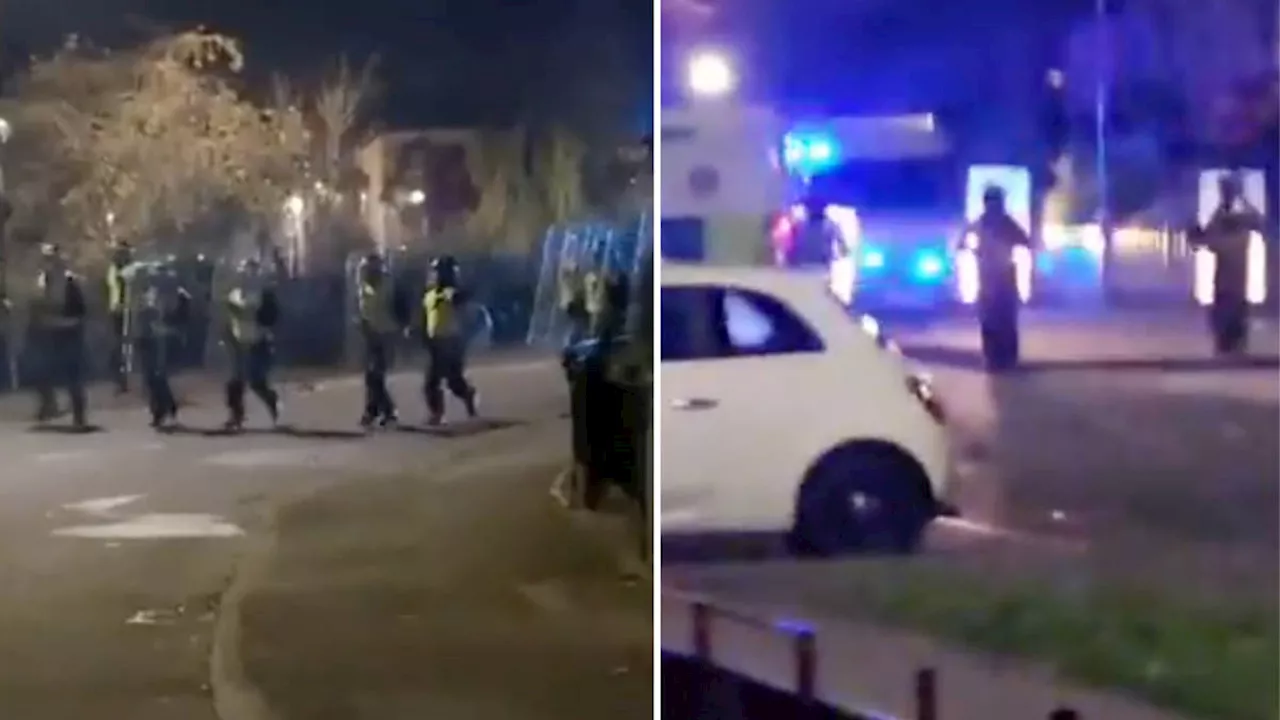 Riot police respond to 'youths throwing fireworks and petrol bombs at officers' in Edinburgh suburb