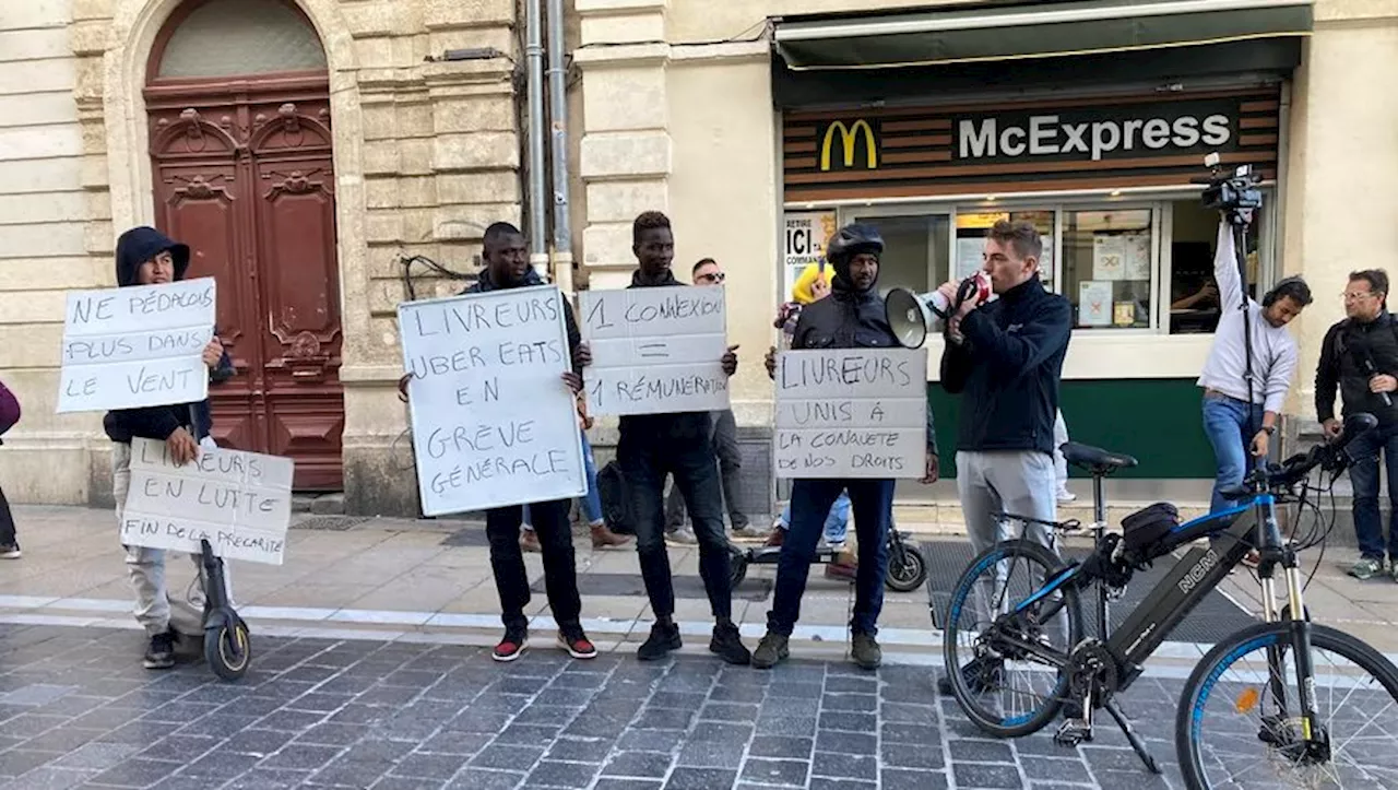 Les livreurs en deux-roues se font entendre dans Montpellier pour défendre leurs droits