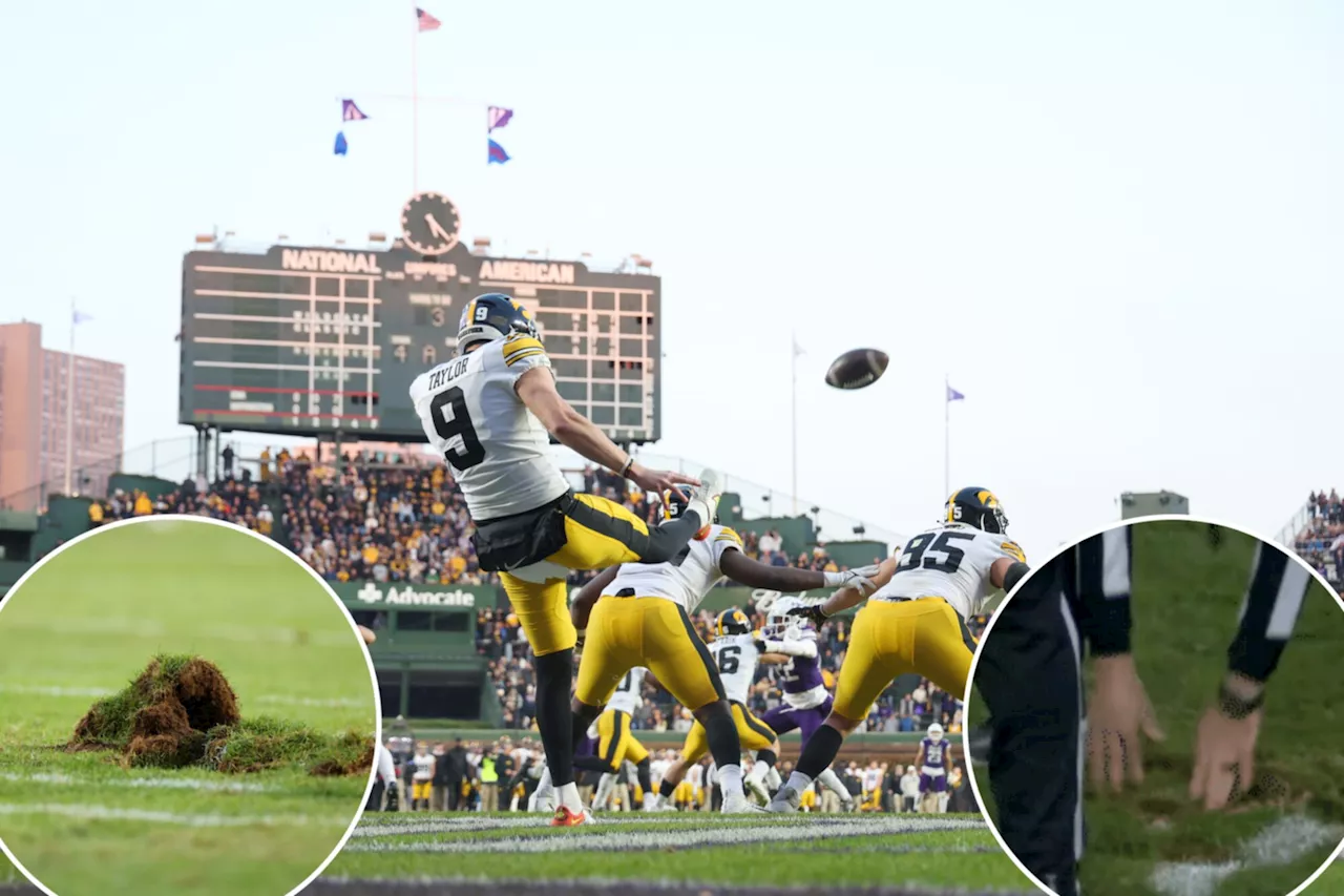 Wrigley Field turf completely falls apart for Iowa-Northwestern game