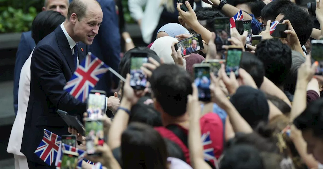 Príncipe Guillermo de Gales llega a Singapur para entrega de Premios Earthshot