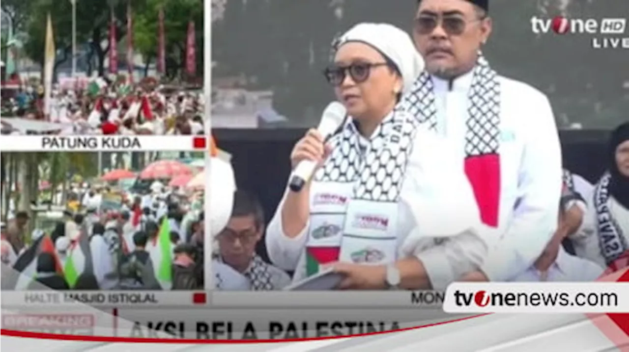 Hadiri Aksi Bela Palestina di Monas, Menlu Retno Bacakan Puisi Berjudul Palestina Saudaraku