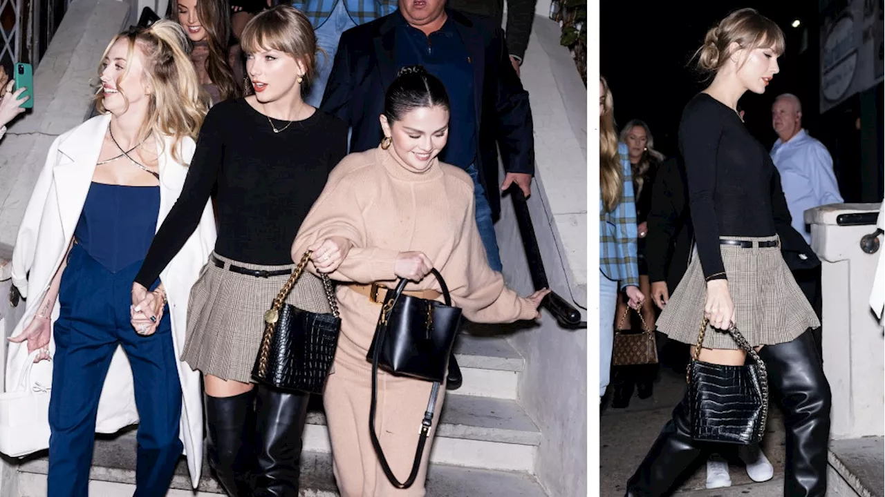 Taylor Swift sorprende en falda y botas altas para salir con Selena Gomez, Gigi Hadid y Sophie Turner