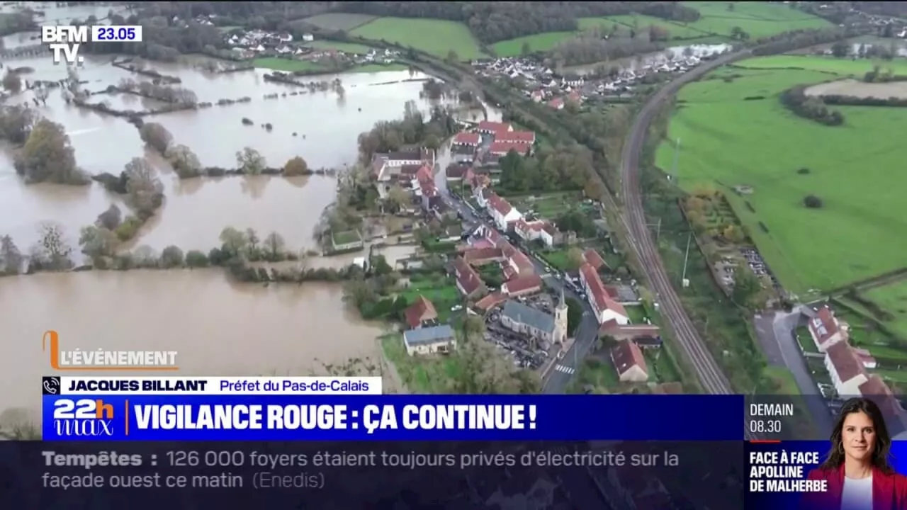 Crues dans le Pas-de-Calais: 'Près de 60 communes sont impactées par les iondations', annonce le préfet Jacques Billant