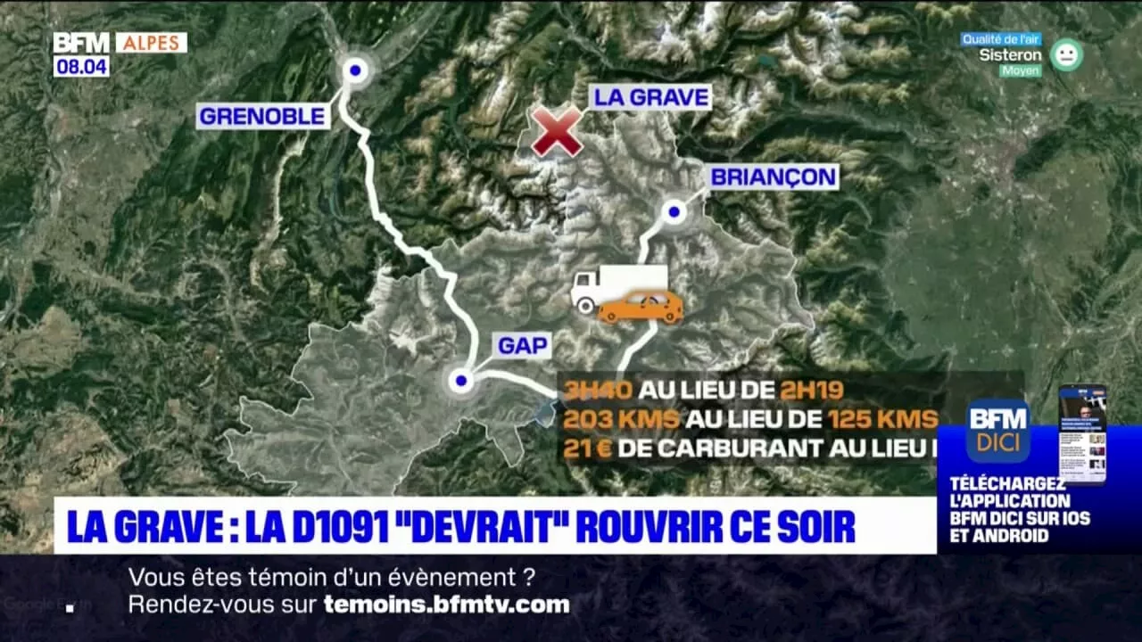 Hautes-Alpes: la D1091 pour rejoindre l'Isère devrait rouvrir ce lundi soir 'normalement'