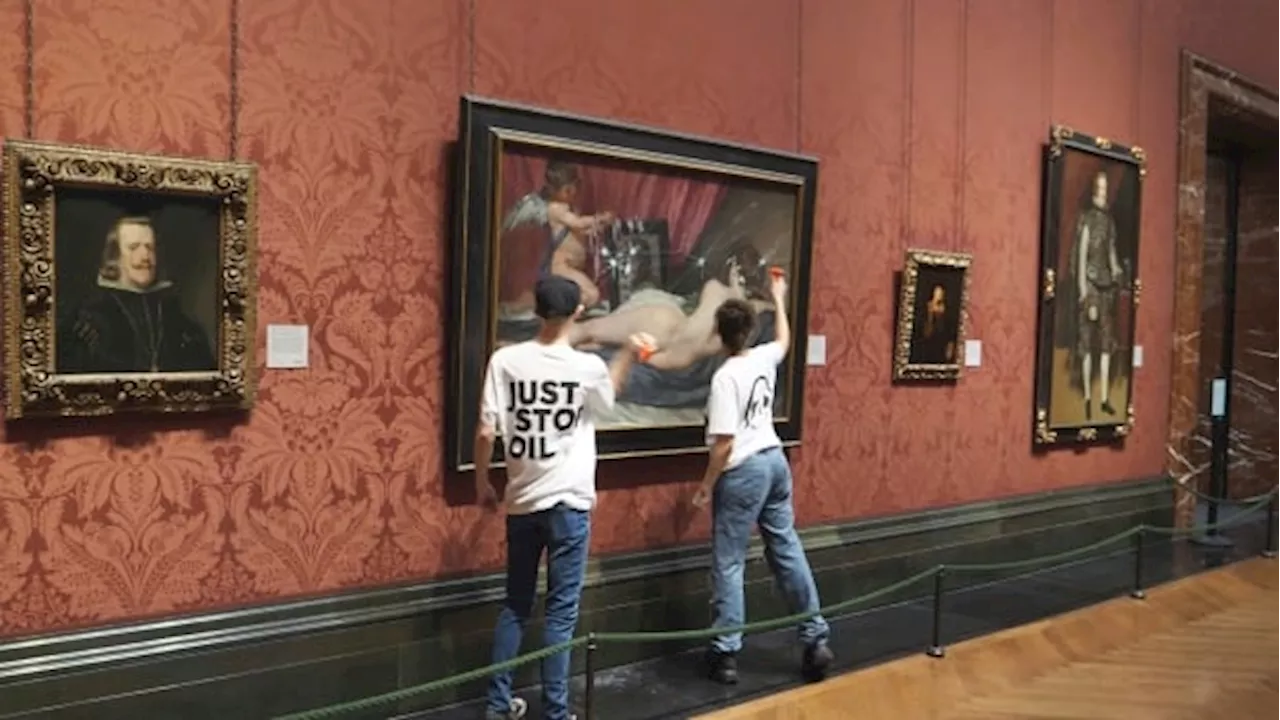 Climate protestors target Diego Velazquez painting at London's National Gallery