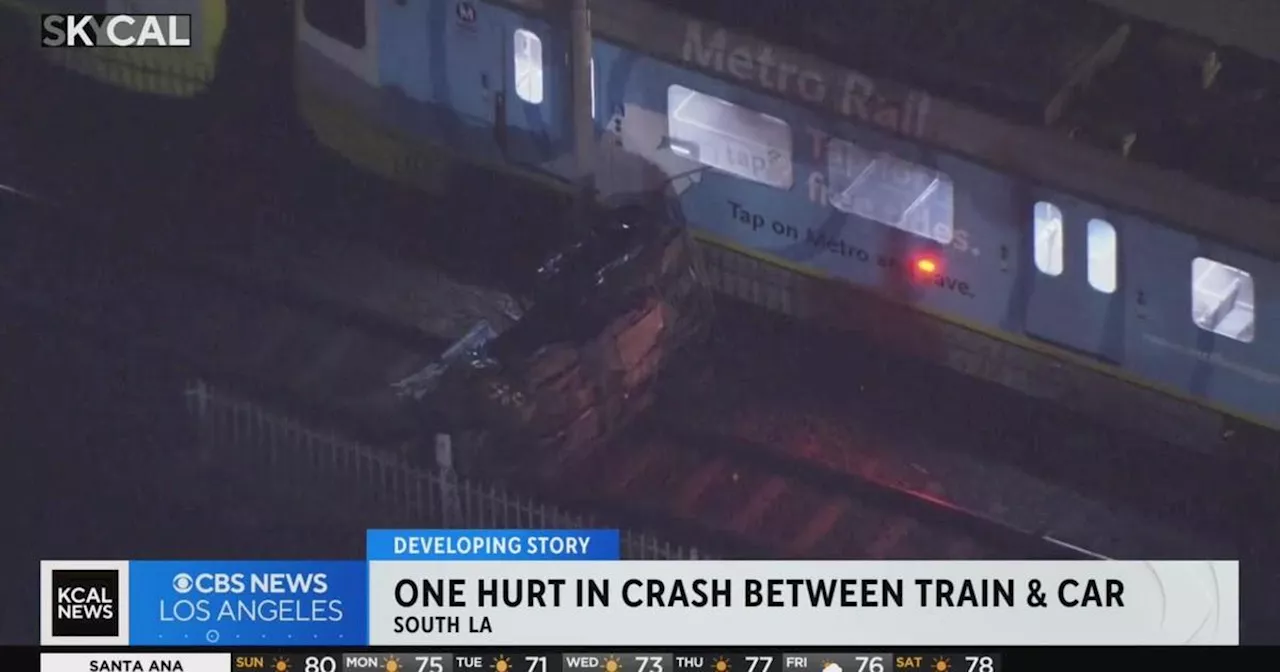 One hurt in crash between train and car in South LA