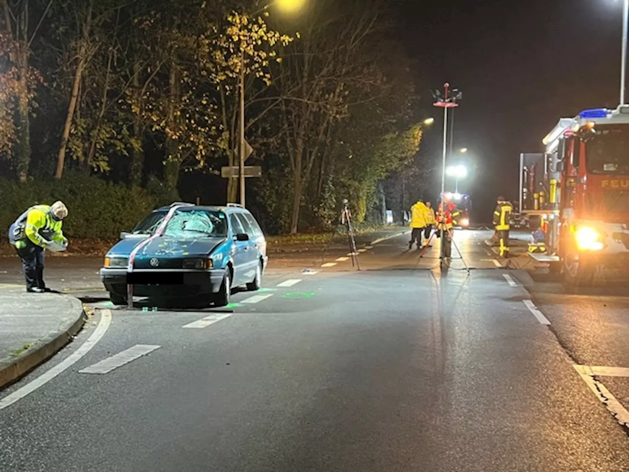 Frau und Hund versterben bei Verkehrsunfall + Feuerwehr unterstützt Polizei bei Unfallaufnahme durch Ausleuchten der Einsatzstelle