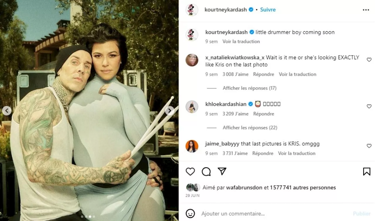 Kourtney Kardashian maman : elle a accouché de son premier enfant avec Travis Barker