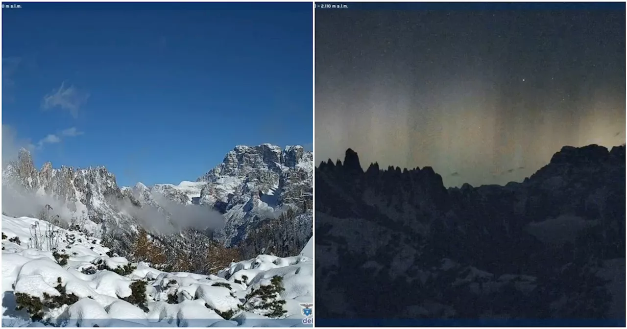 Aurora boreale sulle Dolomiti, lo spettacolo del cielo ripreso dal rifugio Città di Carpi del Cai –…