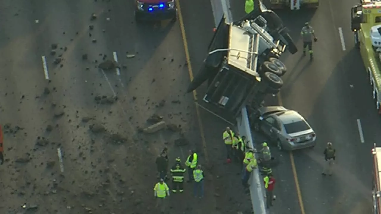 Dump truck driver ejected during overturn on I-95 near Wilmington: officials