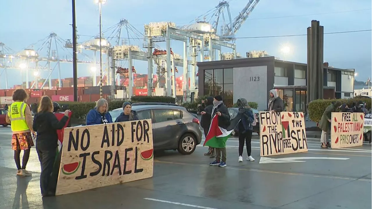 Pro-Palestinian protestors block Tacoma port to halt suspected aid shipment to Middle East