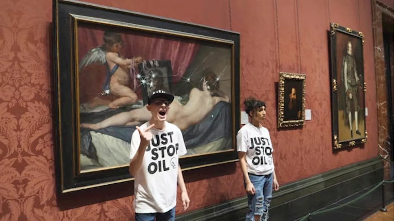 Climate activists smash glass protecting Velazquez's Venus painting in London's National Gallery