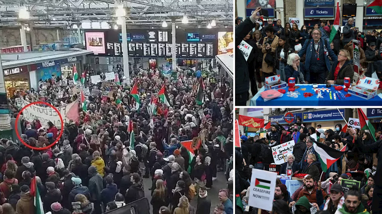 Poppy sellers surrounded: Veteran forced out of Edinburgh station as Pro-Palestinian protesters stage sit-ins