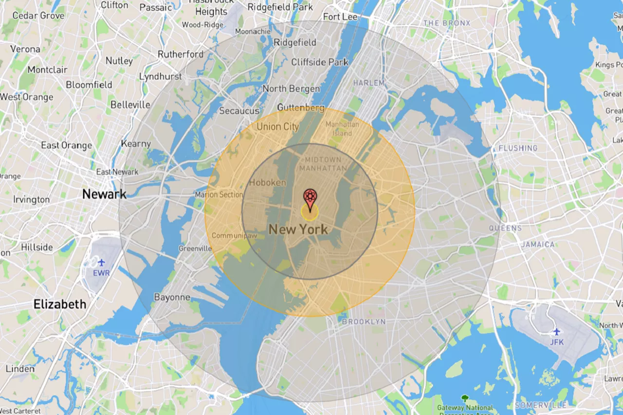 Nuclear Blast Map Shows Impact of New Gravity Bomb on Biggest US Cities