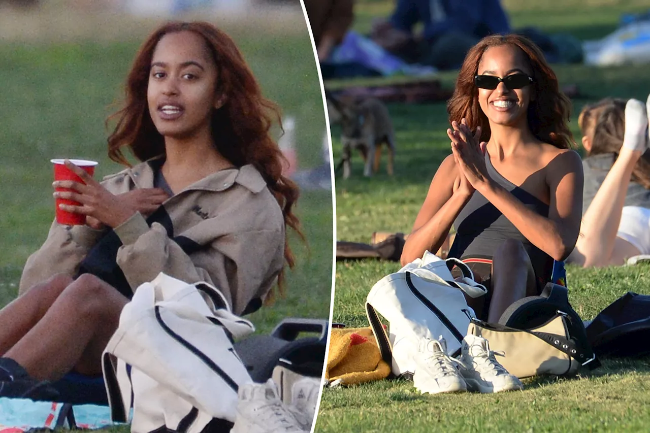 Malia Obama sips on a drink, get some sun at LA park with pals