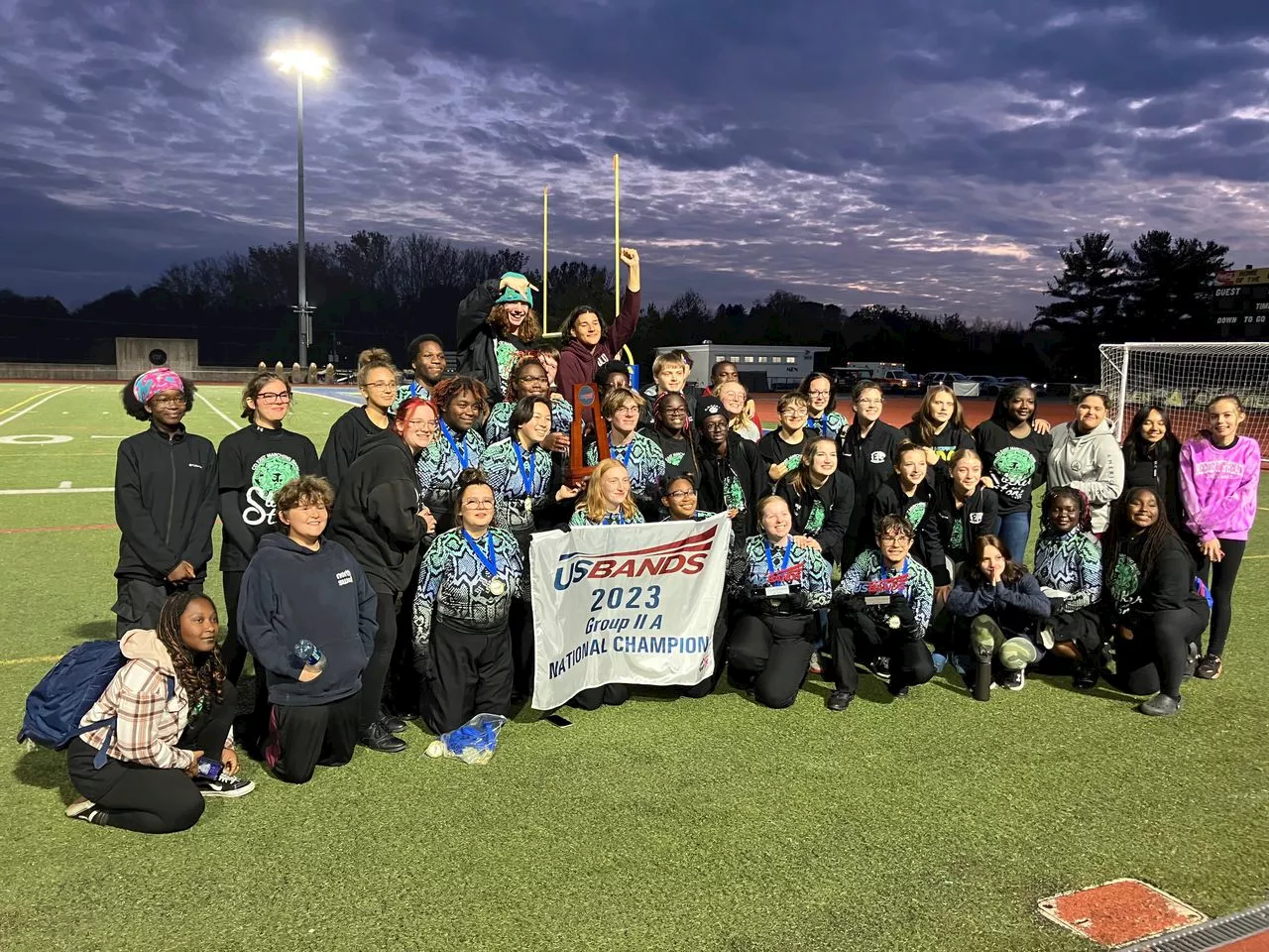 Central Dauphin East celebrating top finish at USBands championships